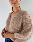 MAI - Pull 100% handmade - Mini V chiné - altrosa