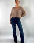 MAI - Pull 100% handmade - Mini V chiné - altrosa