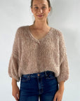 MAI - Pull 100% handmade - Mini V chiné - altrosa