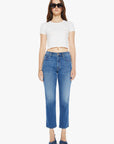 Jeans van Mother, model the smarty flood in medium blue.