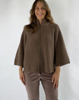 FFC - 12032 | 1295 - Strickjacke mit Reißverschlussrippe - Haselnuss