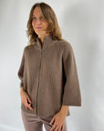 FFC - 12032 | 1295 - Strickjacke mit Reißverschlussrippe - Haselnuss