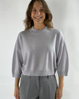 FFC - 12039 | 1088 - Kastenförmiger Pullover mit 3/4-Ärmeln - Stein