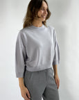 FFC - 12039 | 1088 - Kastenförmiger Pullover mit 3/4-Ärmeln - Stein