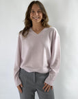 FFC - 12071 | 1207 - Kurzer Pullover mit V-Ausschnitt - Zartrosa