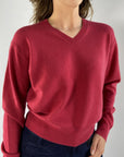 FFC - 12071 | 1273 - Kurzer Pullover mit V-Ausschnitt - Himbeere