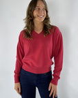 FFC - 12071 | 1273 - Kurzer Pullover mit V-Ausschnitt - Himbeere