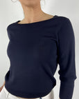 FFC - Fijngebreid Shirt met U-hals - Midnight - 15050 | 1038