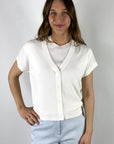 15071 1384 FFC kort vest kalkwit korte mouwen viscose kwaliteit met V-hals