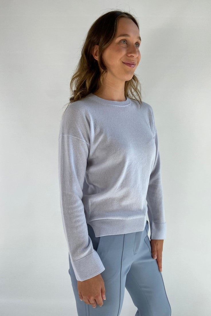 Anneclaire - D0812 270 - Pull ronde hals strassdetail - ijsblauw