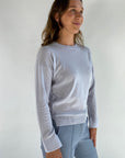 Anneclaire - D0812 270 - Rundhalspullover mit Strass-Detail - Eisblau