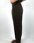 FFC 15473 Broek Crêpe met Elastische Tailleband Tonka Chocolat
