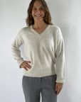 Anneclaire - D0377 201 - Pullover V Winter Baumwolle - silbergrau