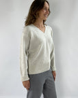 Anneclaire - D0377 201 - Pullover V Winter Baumwolle - silbergrau