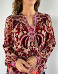 Hale Bob - Danielle 48VT264A - Bluse V Samt Seide Viskose - PINK