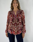 Hale Bob - Danielle 48VT264A - Bluse V Samt Seide Viskose - PINK