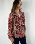 Hale Bob - Danielle 48VT264A - Bluse V Samt Seide Viskose - PINK