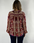 Hale Bob - Danielle 48VT264A - Bluse V Samt Seide Viskose - PINK