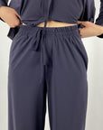 Nineto9 - Pantalon large à taille élastique - Marine - 240M