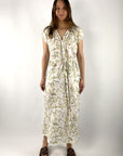 Hemisphere - Linnen lange jurk Resy - Wit Groen
