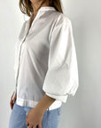 Hemisphere - Bluse mit Puffärmeln Popeline - Weiß - 261AMAL-32