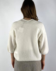 Hemisphere - Flower Application Cardigan - Off-white
