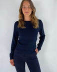 Oscar the collection - Iman top - Pullover mit Strukturstrick - Navy
