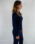 Oscar the collection - Iman top - Pullover mit Strukturstrick - Navy