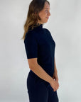 Oscar the collection – Cerine Top – Kurzärmliger Rollkragenpullover – Marineblau