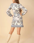 Hale Bob - 28WL605B - Elfenbein - Kleid Katya kurz Print V Perlen Elfenbein
