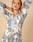 Hale Bob - 28WL605B - Elfenbein - Kleid Katya kurz Print V Perlen Elfenbein