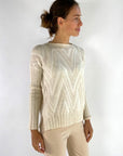 D'exterior - 59303 Crema - Pull V-Muster Alpaga - Creme