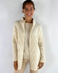 D'exterior - 59305 crema - Strickjacke mit Reißverschluss und V-Muster - creme