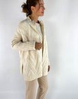 D'exterior - 59305 crema - Strickjacke mit Reißverschluss und V-Muster - creme