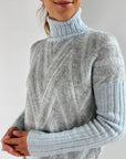D'exterior - 59304 Azzurro - Pull rolkraag V-patroon - lichtblauw