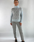 D'exterior - 59304 Azzurro - Pull rolkraag V-patroon - lichtblauw