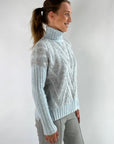 D'exterior - 59304 Azzurro - Pull rolkraag V-patroon - lichtblauw