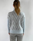 D'exterior - 59304 Azzurro - Pull rolkraag V-patroon - lichtblauw