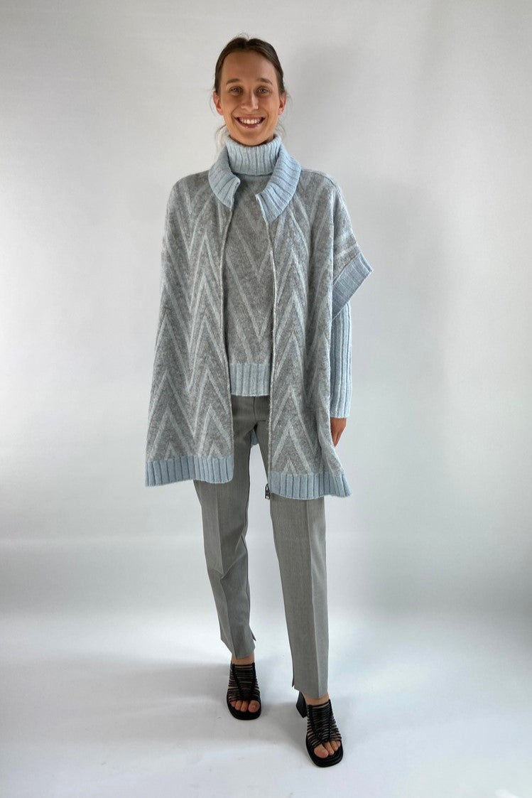 D'exterior - 59301 azzurro - Capevest rits V-patroon - lichtblauw
