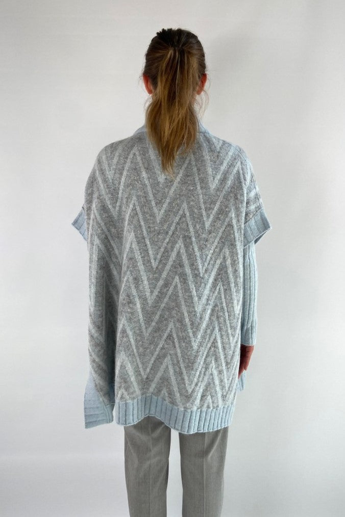 D'exterior - 59301 azzurro - Capevest rits V-patroon - lichtblauw