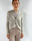 D'exterior - 59482 Onice - Cardigan kort breipatroon - mastiek