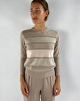 D'exterior - 59059 Nicciola - Pullover Lurex Kaschmir Tweed - Haselnuss