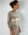 D'exterior - 59059 Nicciola - Pullover Lurex Kaschmir Tweed - Haselnuss