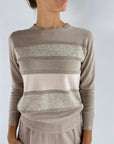 D'exterior - 59059 Nicciola - Pullover Lurex Kaschmir Tweed - Haselnuss