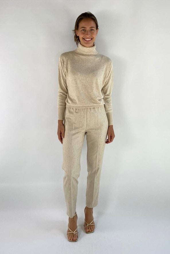 D'exterior - 59565 | crema - Truitje tweed rolkraag - creme