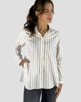 Hemisphere - 242AHIDAST-32 - Gestreifte Baumwollbluse - WEISS BORDEAUX