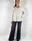 Hemisphere - 242AHIDAST-32 - Gestreifte Baumwollbluse - WEISS BORDEAUX