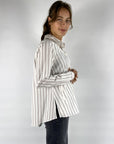 Hemisphere - 242AHIDAST-32 - Gestreifte Baumwollbluse - WEISS BORDEAUX