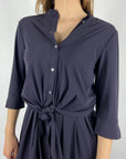 Nineto9 - Blouse chemise avec détail noué - Bleu foncé - 456L