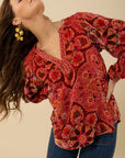 Hale Bob - Keira 48DN232A - Bluse Samt Seide Viskose - orange